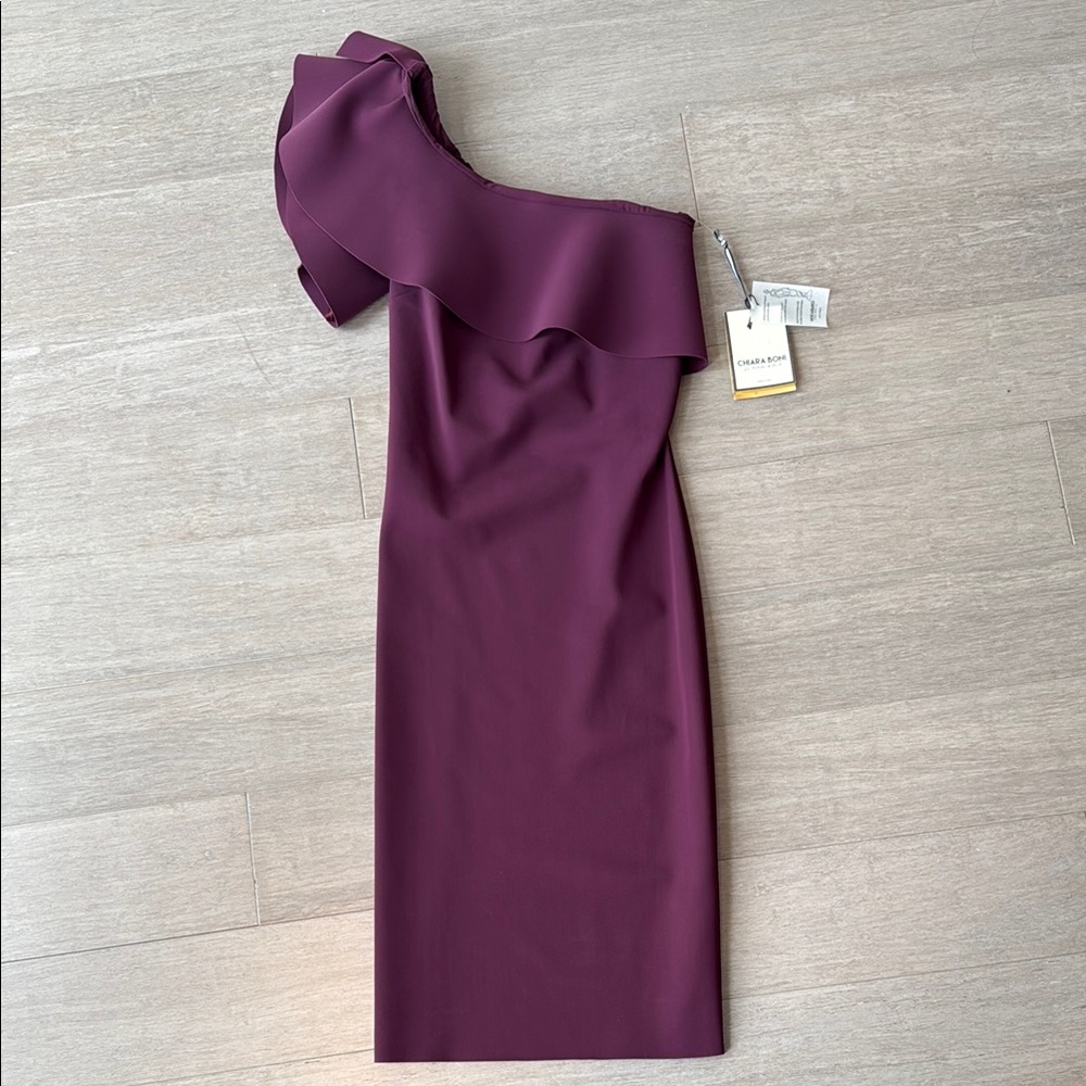 NWT Chiara Boni Couture Purple One-Shoulder Dress Size 4
